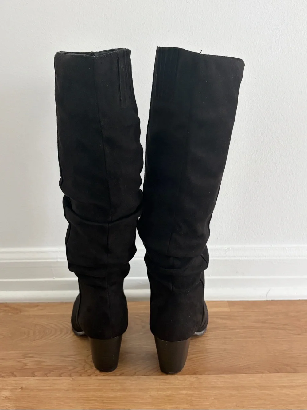 Natasha Couture Black Suede-Look Over-The-Knee Slouch Boots